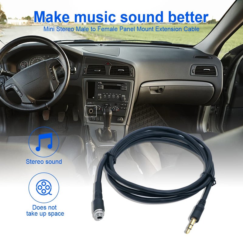 CHELINK AUX 3.5 mm Male to Female Locking Nut Panel Mount Cable Car Stereo Audio Adapter Converter Cord - Image 3